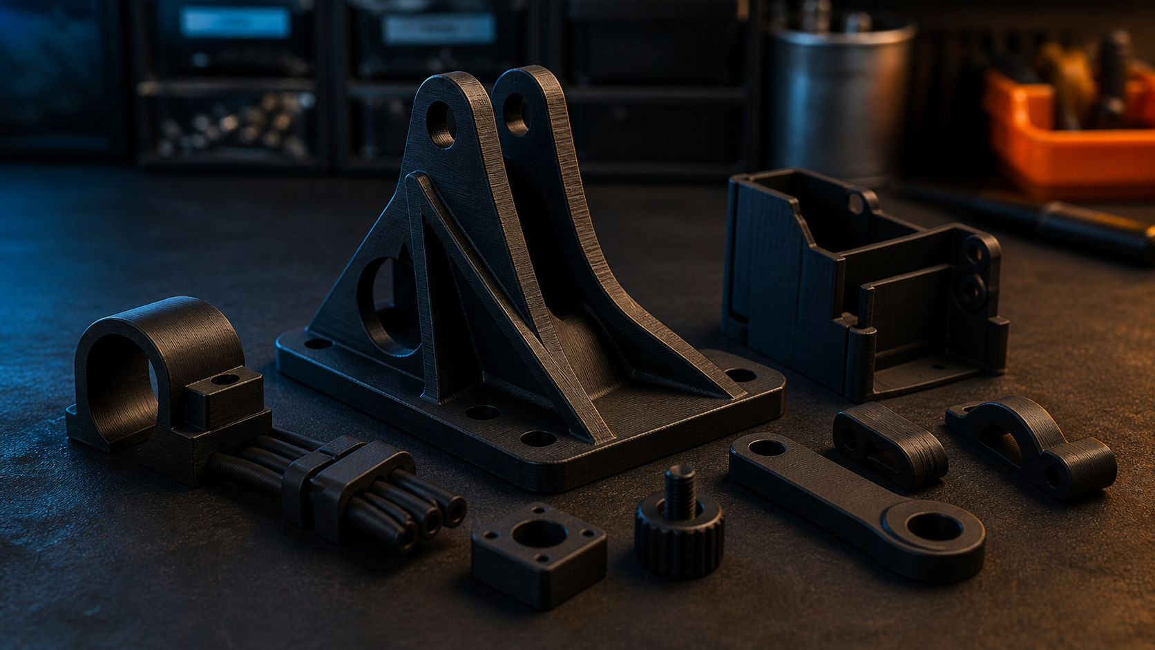 Functional FDM engineering truss bracket fresh off the Bambu Lab build plate, 256 × 256 × 256 mm volume